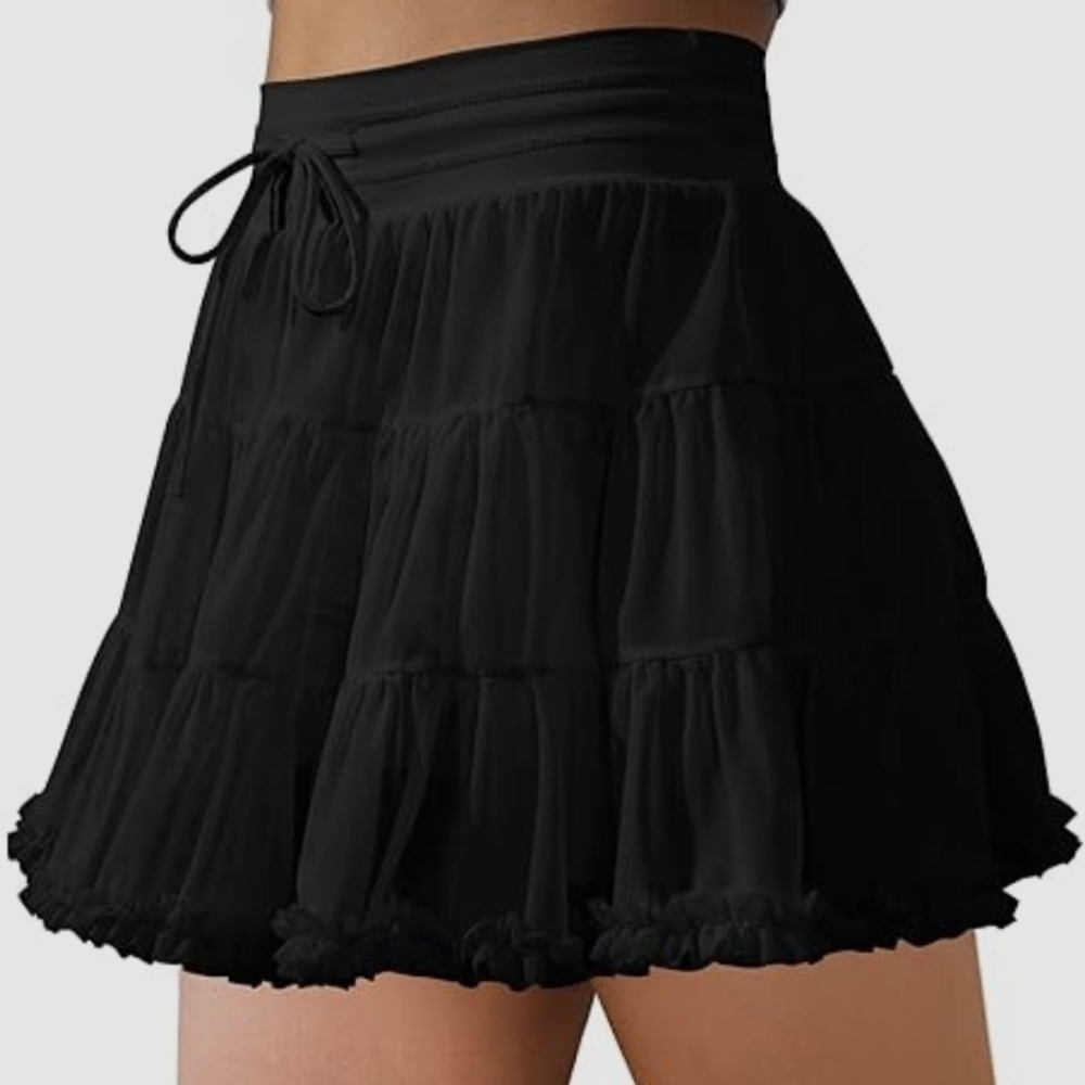 Copyleaf Large Active Black Women's Tennis Skirt with Shorts High Waisted Golf A